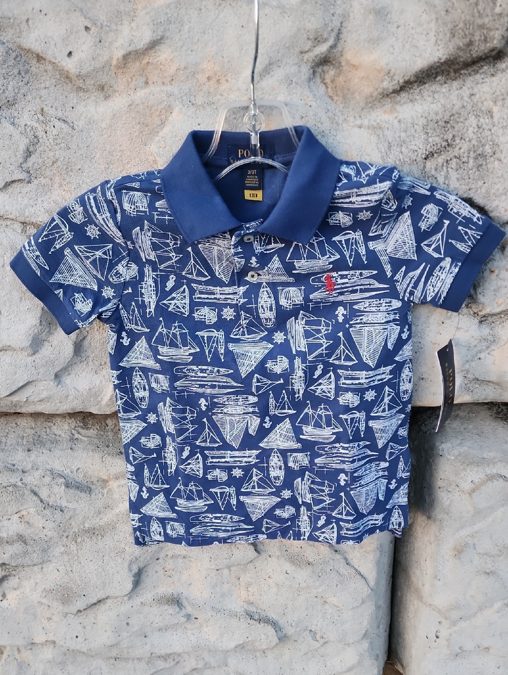 Polo by Ralph Lauren Navy Polo with White Boat Print Size 3 / 3 T